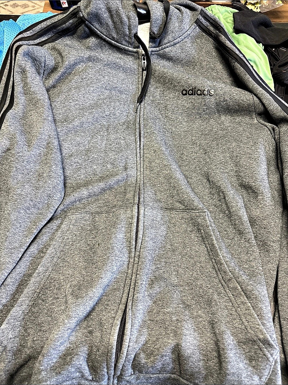 adidas Men's Gray Zip Hoodie Size XL